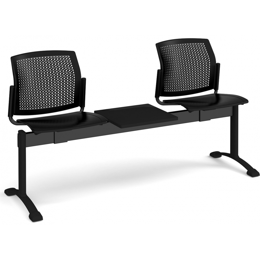 Santana Perforated Back Plastic Seating Bench With 2 Seats and Table